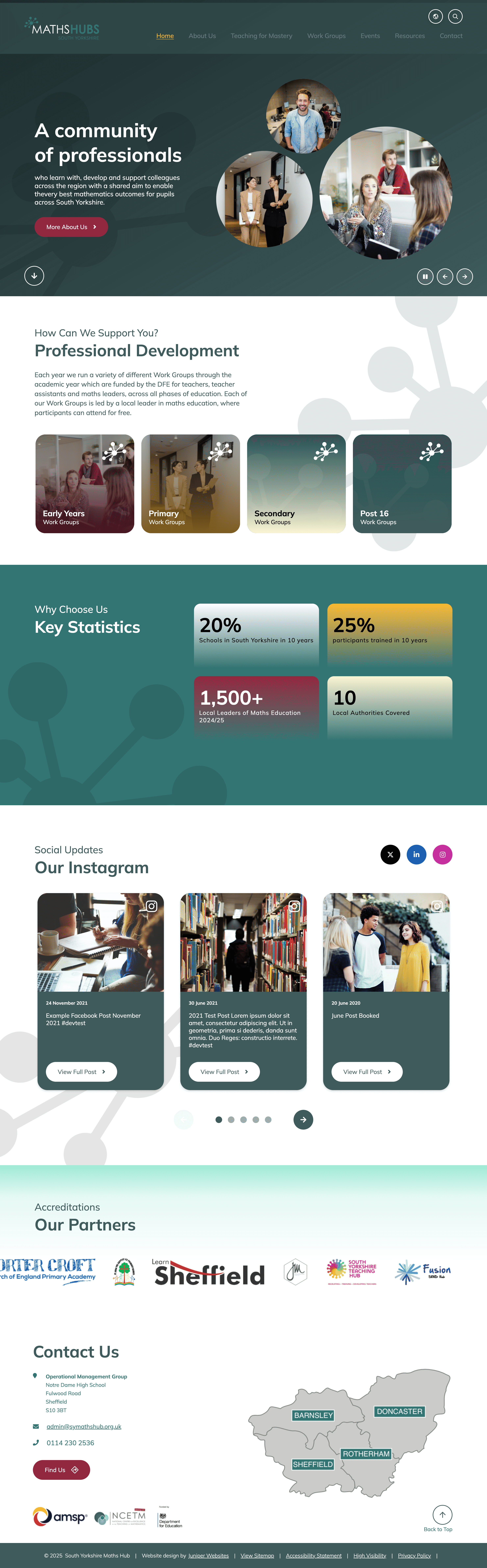 Screenshot of South Yorkshire Maths Hub's website